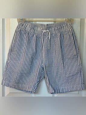 NWOT CREWCUTS Re-Imagined BOYS Sz 12 SEERSUCKER SWIM SHORTS WITH MESH LINING